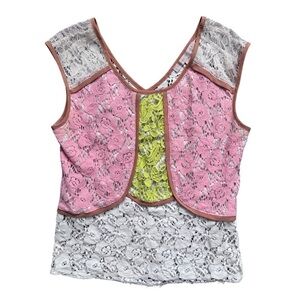 Anthropologie CHAMPAGNE & STRAWBERRY Lace Shirt Small